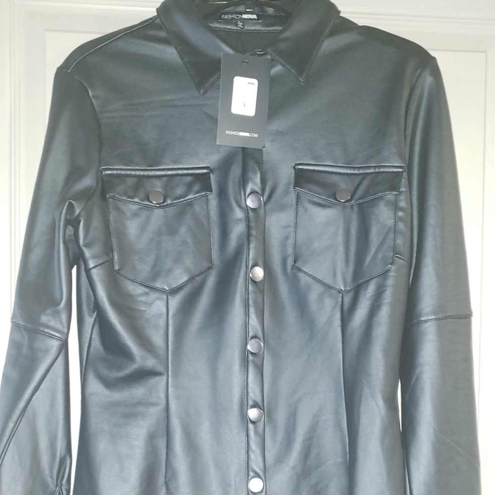 Faux leather shirt